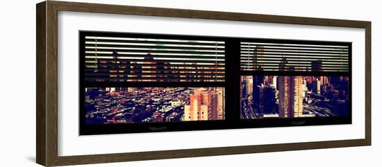 Window View with Venetian Blinds: 42nd Street and Times Square-Philippe Hugonnard-Framed Photographic Print