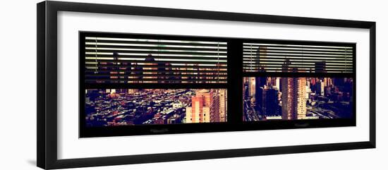 Window View with Venetian Blinds: 42nd Street and Times Square-Philippe Hugonnard-Framed Photographic Print