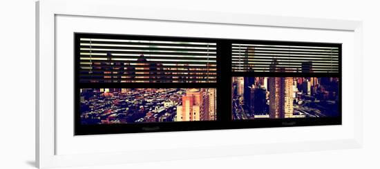 Window View with Venetian Blinds: 42nd Street and Times Square-Philippe Hugonnard-Framed Photographic Print