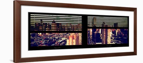 Window View with Venetian Blinds: 42nd Street and Times Square-Philippe Hugonnard-Framed Photographic Print