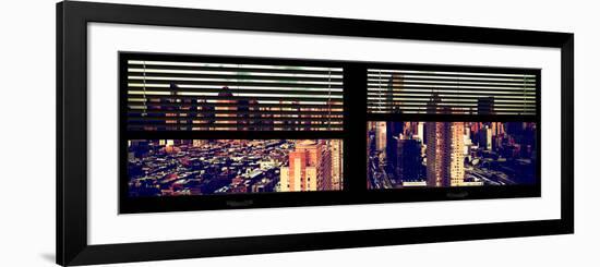 Window View with Venetian Blinds: 42nd Street and Times Square-Philippe Hugonnard-Framed Photographic Print