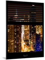 Window View with Venetian Blinds: 42nd Street by Night - Theater District and Times Square-Philippe Hugonnard-Mounted Photographic Print