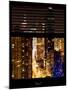 Window View with Venetian Blinds: 42nd Street by Night - Theater District and Times Square-Philippe Hugonnard-Mounted Photographic Print