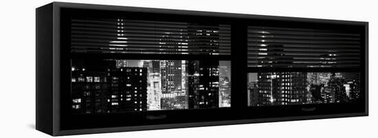 Window View with Venetian Blinds: 42nd Street with New Yorker Hoteland Times Square-Philippe Hugonnard-Framed Stretched Canvas