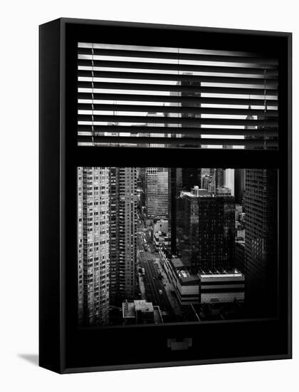 Window View with Venetian Blinds: 42nd Street with the Empire State Building and Times Square-Philippe Hugonnard-Framed Stretched Canvas