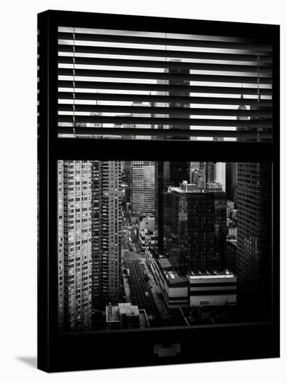 Window View with Venetian Blinds: 42nd Street with the Empire State Building and Times Square-Philippe Hugonnard-Stretched Canvas