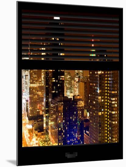 Window View with Venetian Blinds: 42nd Street with theTop of the Empire State Building by Night-Philippe Hugonnard-Mounted Photographic Print