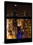 Window View with Venetian Blinds: 42nd Street with theTop of the Empire State Building by Night-Philippe Hugonnard-Stretched Canvas
