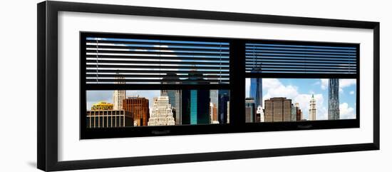 Window View with Venetian Blinds: Architecture and Buildings of Lower Manhattan Buildings-Philippe Hugonnard-Framed Photographic Print