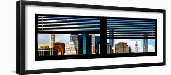 Window View with Venetian Blinds: Architecture and Buildings of Lower Manhattan Buildings-Philippe Hugonnard-Framed Photographic Print