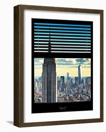 Window View with Venetian Blinds: Architecture and Buildings-Philippe Hugonnard-Framed Photographic Print