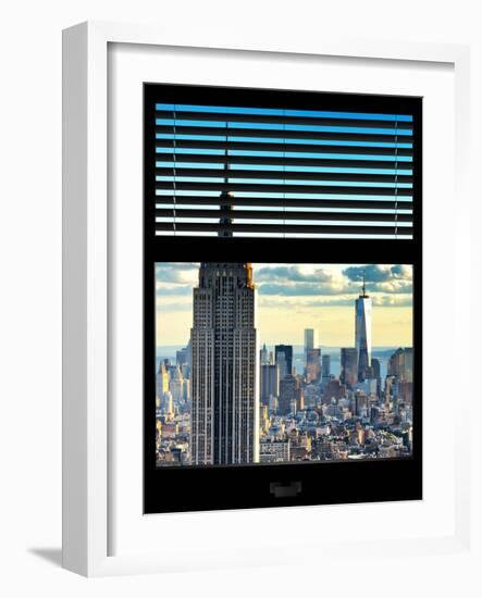 Window View with Venetian Blinds: Architecture and Buildings-Philippe Hugonnard-Framed Photographic Print