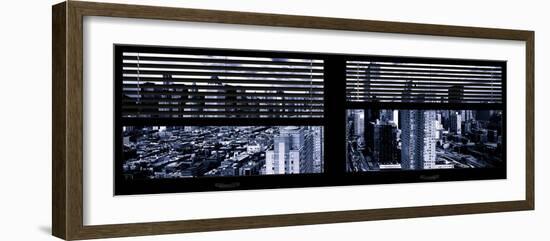 Window View with Venetian Blinds: Blue Color-Philippe Hugonnard-Framed Photographic Print