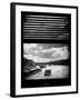 Window View with Venetian Blinds: Boats on the Seine River Views at Sunset - Paris, France-Philippe Hugonnard-Framed Photographic Print