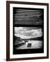 Window View with Venetian Blinds: Boats on the Seine River Views at Sunset - Paris, France-Philippe Hugonnard-Framed Photographic Print