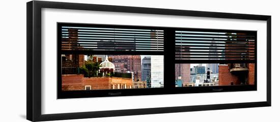 Window View with Venetian Blinds: Buildings Cityscape of Chelsea with Empire State Building View-Philippe Hugonnard-Framed Photographic Print