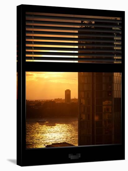 Window View with Venetian Blinds: Buildings Sunset View-Philippe Hugonnard-Stretched Canvas