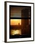 Window View with Venetian Blinds: Buildings Sunset View-Philippe Hugonnard-Framed Photographic Print