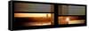 Window View with Venetian Blinds: Buildings Sunset View-Philippe Hugonnard-Framed Stretched Canvas