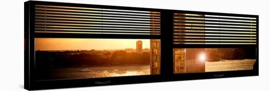 Window View with Venetian Blinds: Buildings Sunset View-Philippe Hugonnard-Stretched Canvas