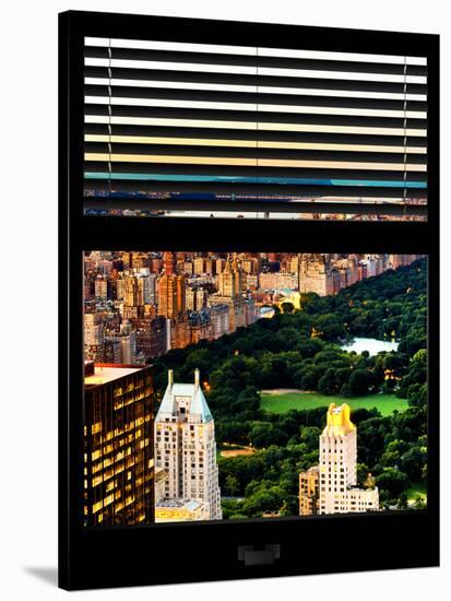 Window View with Venetian Blinds: Central Park and upper West Side Buildings-Philippe Hugonnard-Stretched Canvas