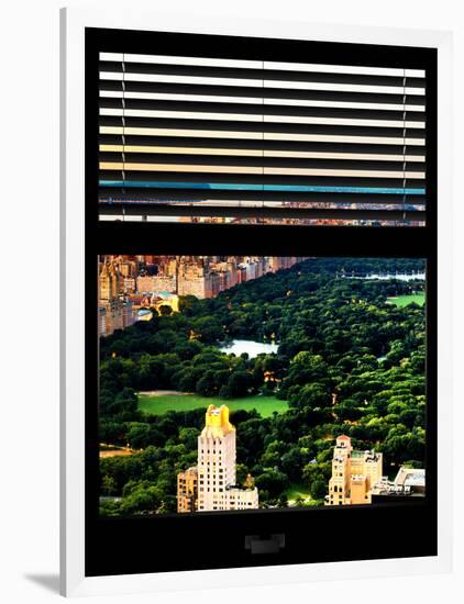 Window View with Venetian Blinds: Central Park and upper West Side Buildings-Philippe Hugonnard-Framed Photographic Print