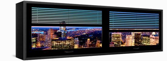 Window View with Venetian Blinds: Central Park by Night - Manhattan-Philippe Hugonnard-Framed Stretched Canvas