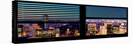 Window View with Venetian Blinds: Central Park by Night - Manhattan-Philippe Hugonnard-Stretched Canvas