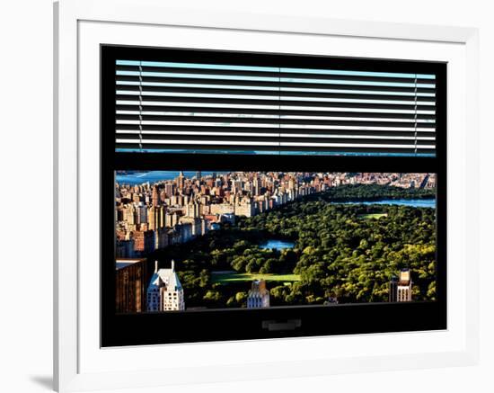 Window View with Venetian Blinds: Central Park with Upper West Side Buildings - Manhattan-Philippe Hugonnard-Framed Photographic Print