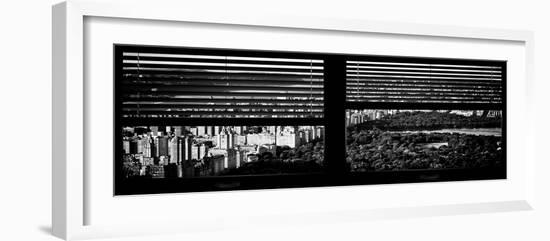 Window View with Venetian Blinds: Central Park with Upper West Side Buildings-Philippe Hugonnard-Framed Photographic Print