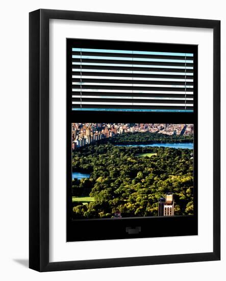 Window View with Venetian Blinds: Central Park with Upper West Side Buildings-Philippe Hugonnard-Framed Photographic Print