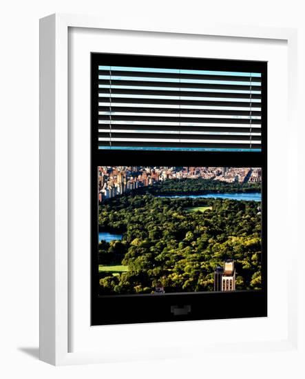 Window View with Venetian Blinds: Central Park with Upper West Side Buildings-Philippe Hugonnard-Framed Photographic Print