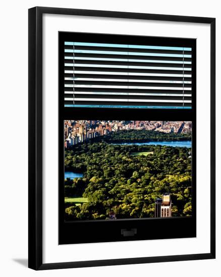 Window View with Venetian Blinds: Central Park with Upper West Side Buildings-Philippe Hugonnard-Framed Photographic Print