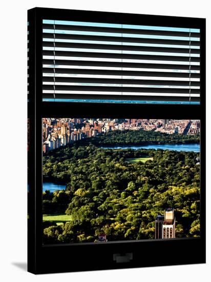 Window View with Venetian Blinds: Central Park with Upper West Side Buildings-Philippe Hugonnard-Stretched Canvas
