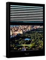 Window View with Venetian Blinds: Central Park with Upper West Side Buildings-Philippe Hugonnard-Framed Stretched Canvas