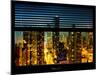 Window View with Venetian Blinds: Cityscape by Misty Colors Night - the New Yorker Hotel-Philippe Hugonnard-Mounted Photographic Print