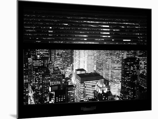 Window View with Venetian Blinds: Cityscape by Night - Manhattan-Philippe Hugonnard-Mounted Photographic Print