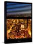 Window View with Venetian Blinds: Cityscape by Night - Midtown Manhattan-Philippe Hugonnard-Stretched Canvas