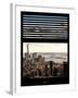 Window View with Venetian Blinds: Cityscape Manhattan Center (1 WTC) and Statue of Liberty View-Philippe Hugonnard-Framed Photographic Print