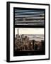 Window View with Venetian Blinds: Cityscape Manhattan Center (1 WTC) and Statue of Liberty View-Philippe Hugonnard-Framed Photographic Print