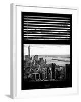 Window View with Venetian Blinds: Cityscape Manhattan Center (1 WTC) and Statue of Liberty View-Philippe Hugonnard-Framed Photographic Print