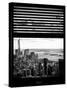 Window View with Venetian Blinds: Cityscape Manhattan Center (1 WTC) and Statue of Liberty View-Philippe Hugonnard-Stretched Canvas