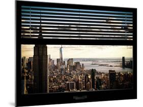 Window View with Venetian Blinds: Cityscape Manhattan with Empire State Building (1 WTC)-Philippe Hugonnard-Mounted Photographic Print