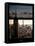 Window View with Venetian Blinds: Cityscape Manhattan with Empire State Building (1 WTC)-Philippe Hugonnard-Framed Stretched Canvas