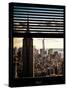 Window View with Venetian Blinds: Cityscape Manhattan with Empire State Building (1 WTC)-Philippe Hugonnard-Stretched Canvas