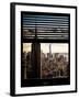 Window View with Venetian Blinds: Cityscape Manhattan with Empire State Building (1 WTC)-Philippe Hugonnard-Framed Photographic Print