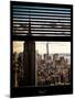 Window View with Venetian Blinds: Cityscape Manhattan with Empire State Building (1 WTC)-Philippe Hugonnard-Mounted Photographic Print