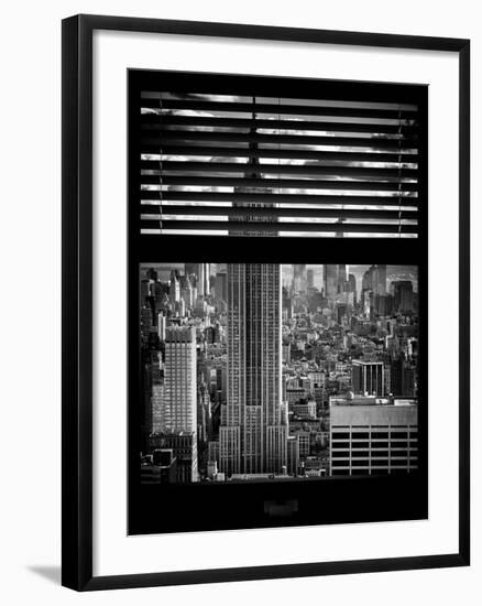 Window View with Venetian Blinds: Cityscape Manhattan with Empire State Building (1 WTC)-Philippe Hugonnard-Framed Photographic Print