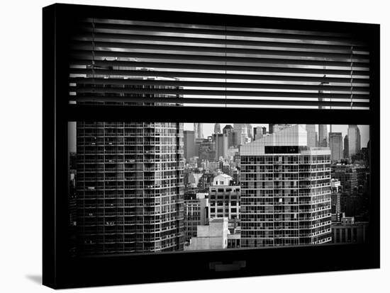 Window View with Venetian Blinds: Cityscape Manhattan with One World Trade Center (1 WTC)-Philippe Hugonnard-Stretched Canvas