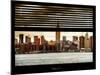 Window View with Venetian Blinds: Cityscape Manhattan with the Empire State Building at Sunset-Philippe Hugonnard-Mounted Photographic Print